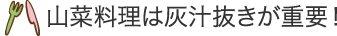 山菜料理は灰汁抜きが重要！