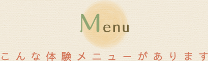 Menu こんな体験メニューがあります