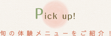 Pick up! 旬の体験メニューをご紹介！